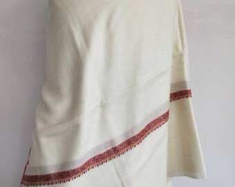 Pure and original premium Cashmere extra large sozni embroidered schal,white  kashmiri pashmina meditation shawl luxurious and soft cashmere