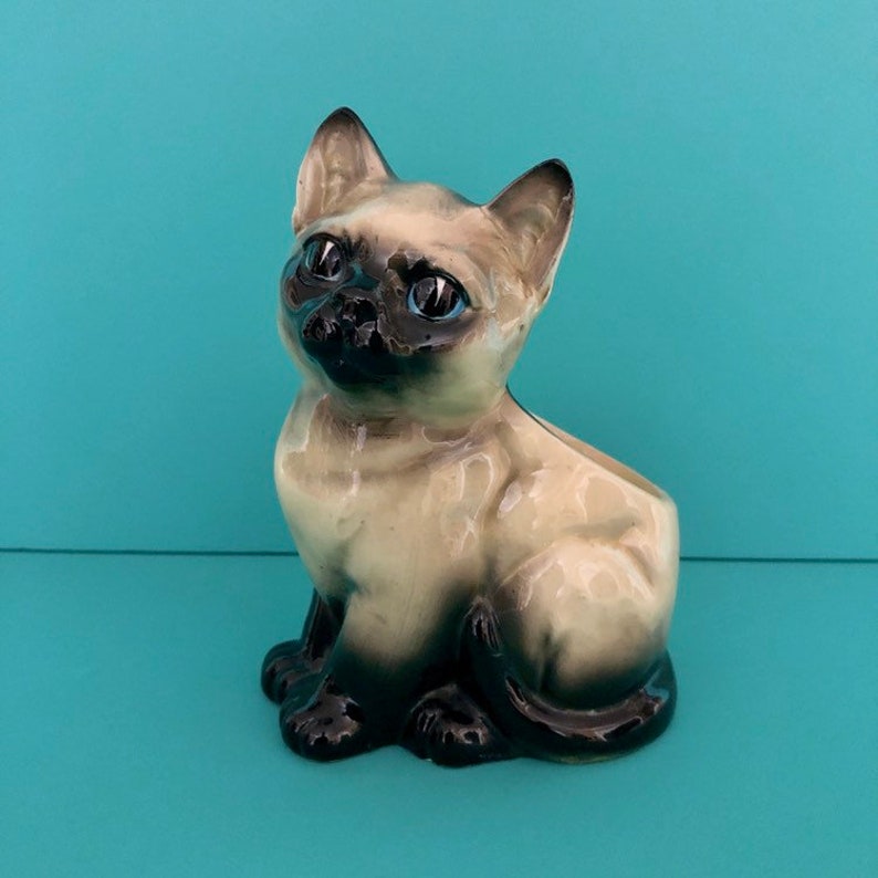 Lefton Vintage Siamese baby planter Cat kitten baby shower gift retro midcentury image 4