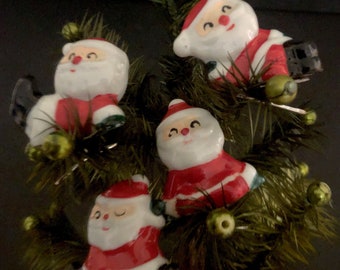 Holt Howard Vintage Christmas Santa Clip On Ornament Set  MCM midcentury