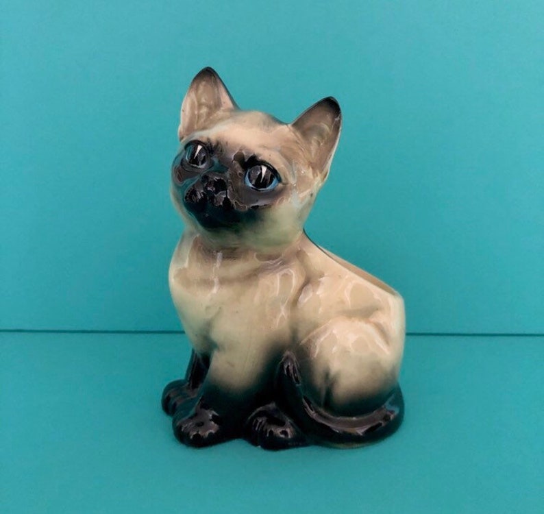 Lefton Vintage Siamese baby planter Cat kitten baby shower gift retro midcentury image 3