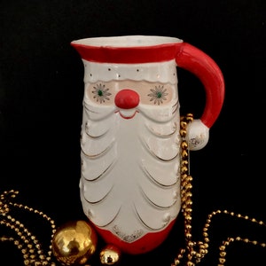 Larger Holt Howard Vintage Christmas Starry Eyed Santa Pitcher 1950 MCM midcentury image 1