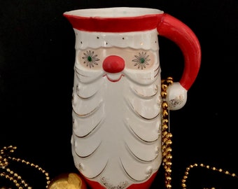 Larger Holt Howard Vintage Christmas Starry Eyed Santa Pitcher 1950 MCM midcentury