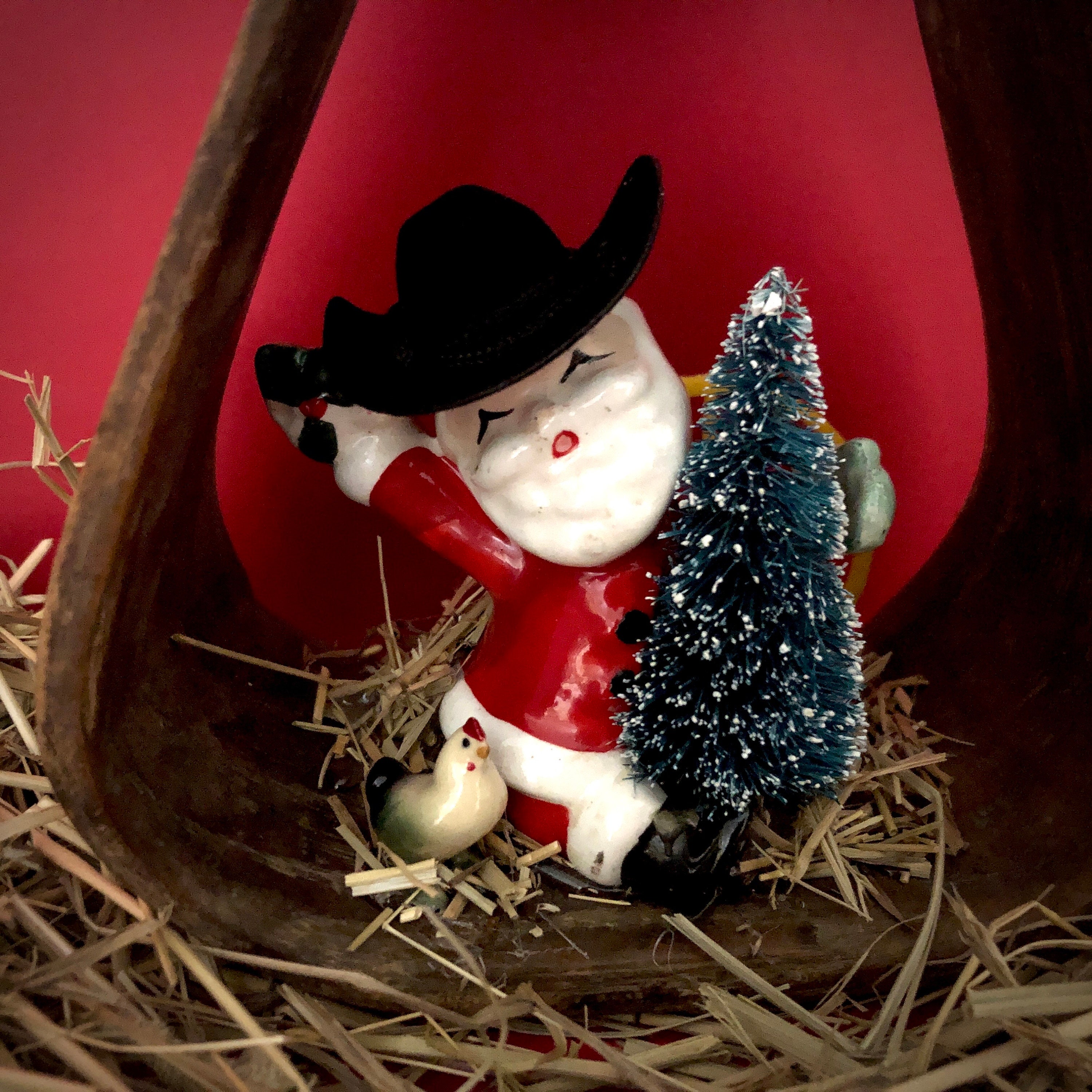 5 Small Tiny Christmas Ornaments Wood Bird Nest Nutcracker Horn Rocking  Horse