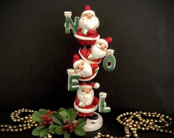 Brinns Vintage Christmas Stacked Santas Noel Totem Candelabra like Napco Holt Howard MCM midcentury