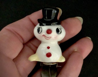 Holt Howard Vintage Christmas Snowman Clip Ornament MCM midcentury