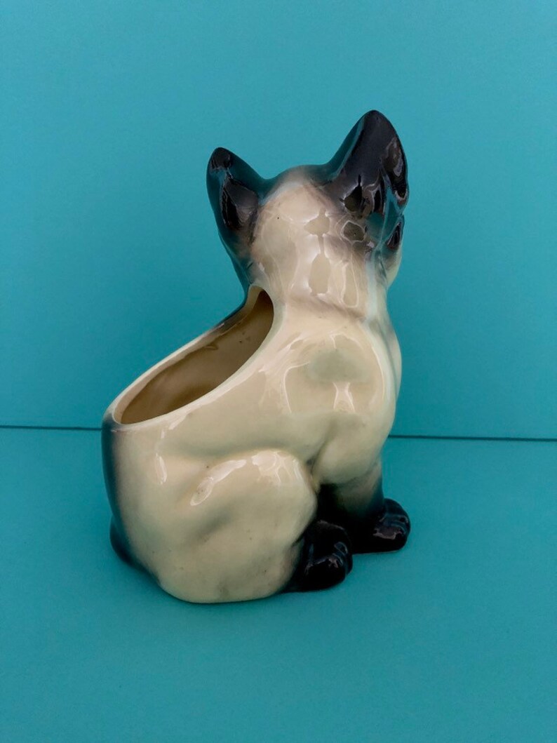 Lefton Vintage Siamese baby planter Cat kitten baby shower gift retro midcentury image 5