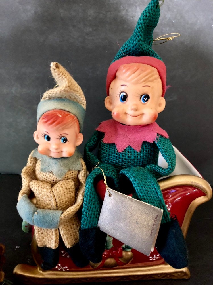 Vintage Inarco Kneehugger Christmas Elves unusual burlap The Pixie ...