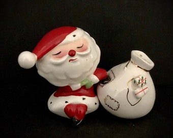 Holt Howard vintage Christmas Santa and Pack magnetic salt and pepper shakers MCM midcentury