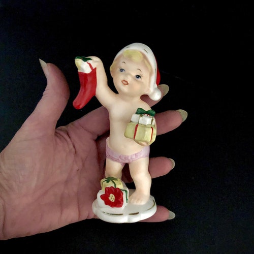 Napco Vintage Christmas Santa Baby with shops stocking MCM midcentury