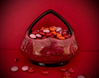 Vintage valentines Czech brides purse heart shapes elegant burgundy