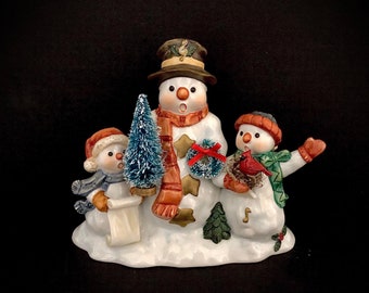 Lefton Vintage Christmas Snowman Nightlight Upcycled