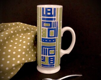 Holt Howard atomic espresso mug slender and tall blue green coffee