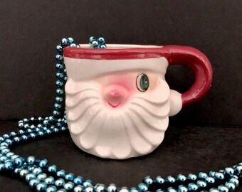 Larger Holt Howard Vintage Christmas Merry Whiskers Right Winking Santa mug retro midcentury