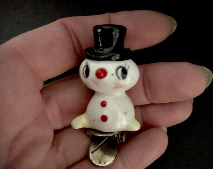 Holt Howard Vintage Christmas Snowman Clip Ornament MCM midcentury