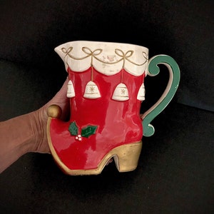 Napco Vintage Christmas Santa Boot Pitcher and Mug Set MCM Midcentury ...