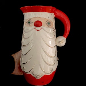 Larger Holt Howard Vintage Christmas Starry Eyed Santa Pitcher 1950 MCM midcentury image 3