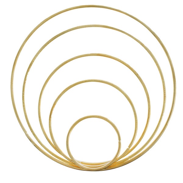Gold Crafting Hoop Metal Ring Gold Circle Link Hoop Ring - Macrame, Dream Catcher, Plant Hanger - Gold Color Multiple Sizes - Round Bag Loop