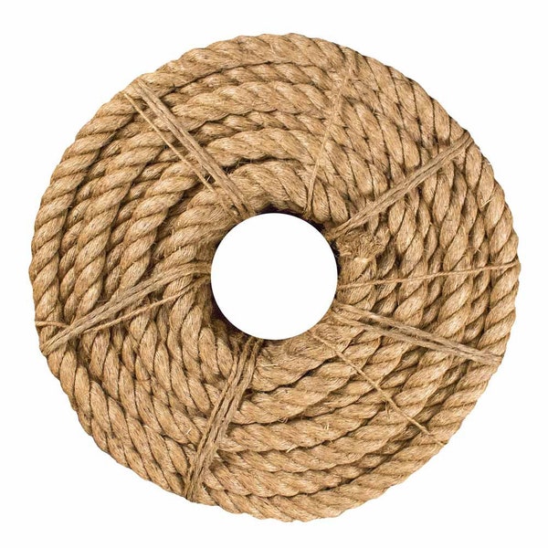 Twisted Manila Hemp Rope - Rustic Barn Rope - Environmentally Friendly - Multiple Lengths - Natural Fiber Three Strand Manila Nautical Rope