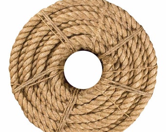 Twisted Manila Hemp Rope - Rustic Barn Rope - Environmentally Friendly - Multiple Lengths - Natural Fiber Three Strand Manila Nautical Rope