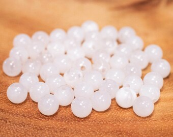 Mala White Opalite Style Acrylic Beads - Grounding Gems - 6mm Spacer Beads - 5, 10, 25, 50 & 100 PC Opalescent, Pearlescent, Gemstone - DIY