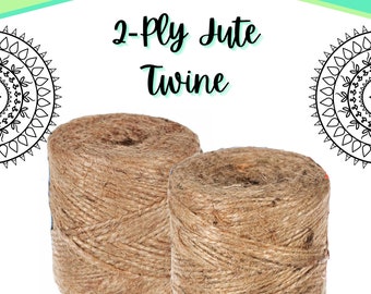 Cuerda de yute natural - Cuerda biodegradable de 2 capas - 2 mm 375 pies o 1,5 mm 450 pies - Decoración rústica bohemia occidental - Abalorios, macramé y manualidades