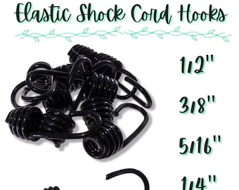 Wire Bungee Cord Hooks – Shock Cord – 10 Pack - Black - For Boating, Camping, Auto, and Outdoor Uses