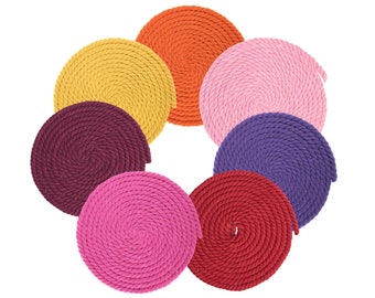 6MM Macramé Cord - 1/4 Inch Cotton Rope - Super Soft Weaving Cord - Three Strand Twisted Cotton Rope - Red Pink Orange Maroon Purple