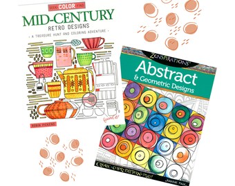 抽象的な塗り絵 - 2 つのオプションから選択可能 - 抽象的な幾何学模様の塗り絵またはレトロアート - 穴あきエッジ