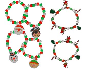 Navidad cuentas encanto pulsera kit de artesanía - elegir entre 2 diferentes diseños de juegos de vacaciones - DIY joyería con cuentas - Edades 3+