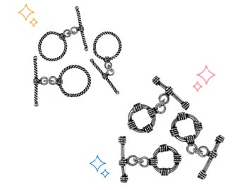 Silver Bracelet Connectors - Two Styles to Choose From - Multiple Pack Sizes - Jewelry Making, Toggle Clasp, Bar Clasp