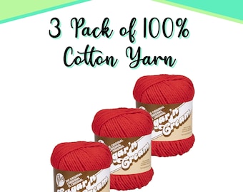 3er Pack aus 100% Baumwollgarn - mehrere Farben erhältlich - Basteln, Stricken, Häkeln und Nähen - Maschinenwaschbar