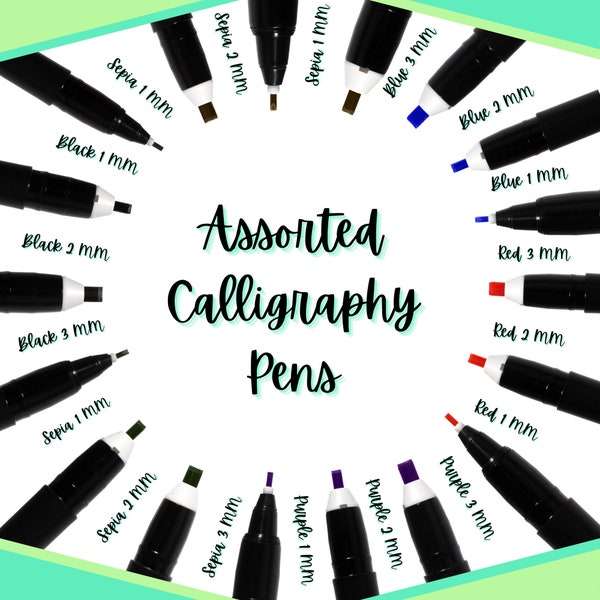 Calligraphy Pens – Assorted Variety of Colors and Tips – 1.0, 2.0, and 3.0 mm – Perfect for Calligraphy, Hand Lettering, and Card-Making