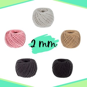 2mm 100% Natural Cotton Rope – 50 Meters – Perfect for Macrame, Knitting, DIY Crafts, Crocheting, and More – Bohemian Rope