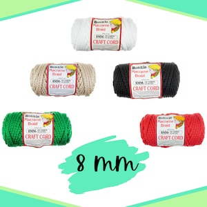 Cordón de Bonnie de 8 mm – 50 yardas – 5 colores deslumbrantes – Cordón artesanal para Macrame, tejido, ganchillo, tejido, anidamiento artesanal y más