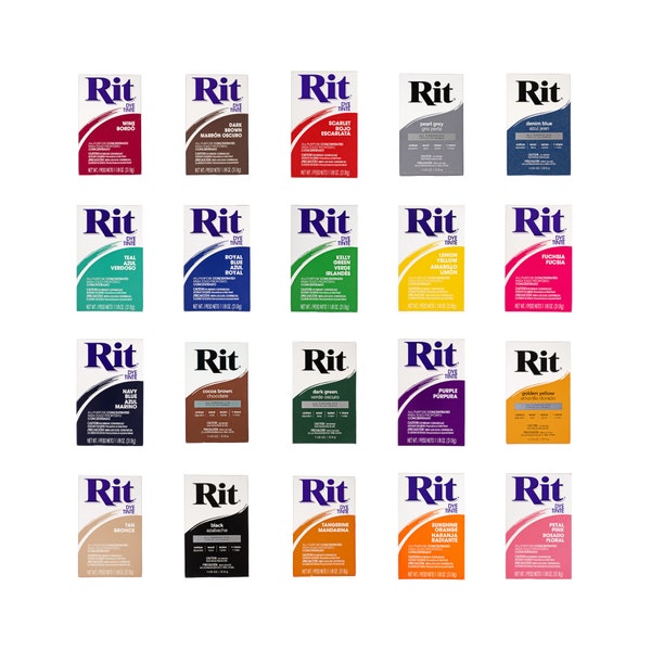 Polvere di colorante Rit per tessuti concentrata multiuso - Disponibile in diversi colori - 1 scatola di coloranti 1 libbra di tessuto - Lavabile in lavatrice