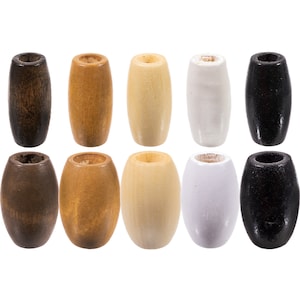Perline di legno ovali - Diverse opzioni di colore - Confezione da 22 da 6 mm o confezione da 6 da 10 mm - Macramè, fai da te, decorazione, lavoro a maglia, gioielli