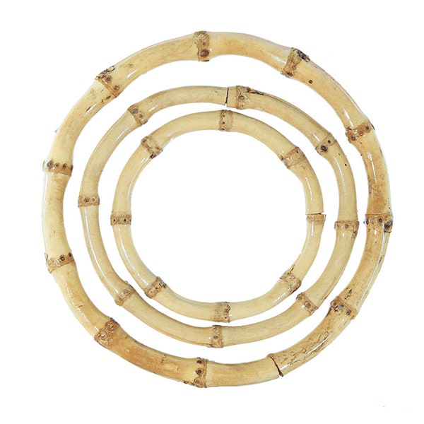 Natural Bamboo Ring Handle - Craft Hoop Real Bamboo - O Rings for Bags Purses Macramé Crafting Knitting Wreath Jewelry - 8cm 11cm 15cm