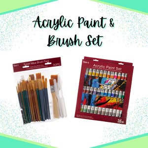 Acrylic Paint and Brush Sets – 36 Paint Tubes – 50 Paint Brushes – Art Supplies – Perfect for Beginner Artists – Multi Surface - Craft Paint