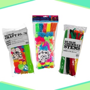 Chenille Stems Bulk Packs – DIY Arts and Crafts – Multiple Packs to Choose From – Pipe Cleaners – Educational Kid Projects