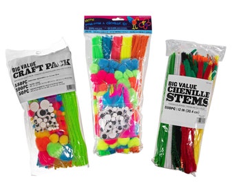 Chenille Stems Bulk Packs – DIY Arts and Crafts – Multiple Packs to Choose From – Pipe Cleaners – Educational Kid Projects