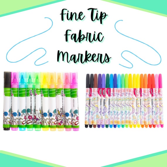 Fine Tip Fabric Markers Rainbow and Neon Wood, Leather, and