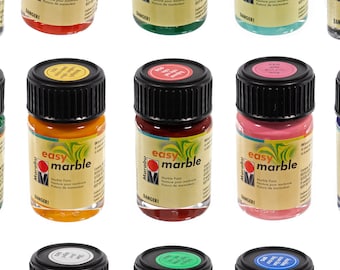 Marabu Easy Marble Paint Set - 14 Basic and Metallic Colors Marbling Paint Kit for Kids and Adults - Water Art Kit for Hydro Dipping, Tumbler Making