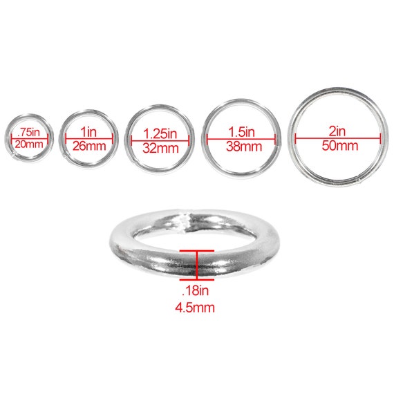Solid Stainless Steel Metal O-Ring/O Ring - Size XL - 5 Pack