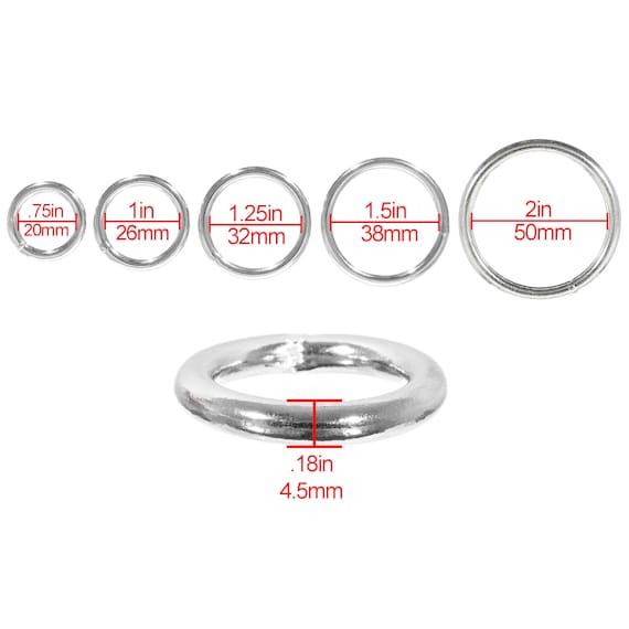 Solid Stainless Steel Metal O-Ring/O Ring - Size XL - 5 Pack