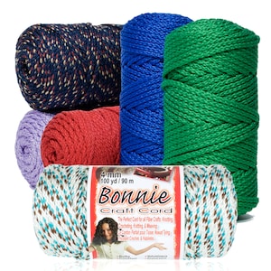 4mm Bonnie Macrame Cord, 100 yd Lengths Multiple Colors, Craft Cord, Knitting Rope, Crocheting Yarn for Macramé, Weaving and Knotting Crafts
