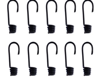 Wire Bungee Cord Hooks Shock Cord 10 Pack Black for Boating
