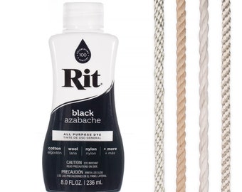 Rit Dye Liquid Sampler Kit- Wide Selection of Colors and Rope Samples - Single Color Bottle with 1 fot of Each Rope Type