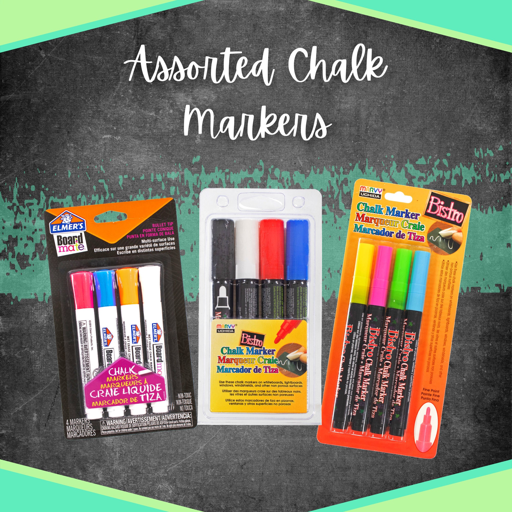 Liquid Chalk Markers for Blackboard - Set of 10 Washable Chalk