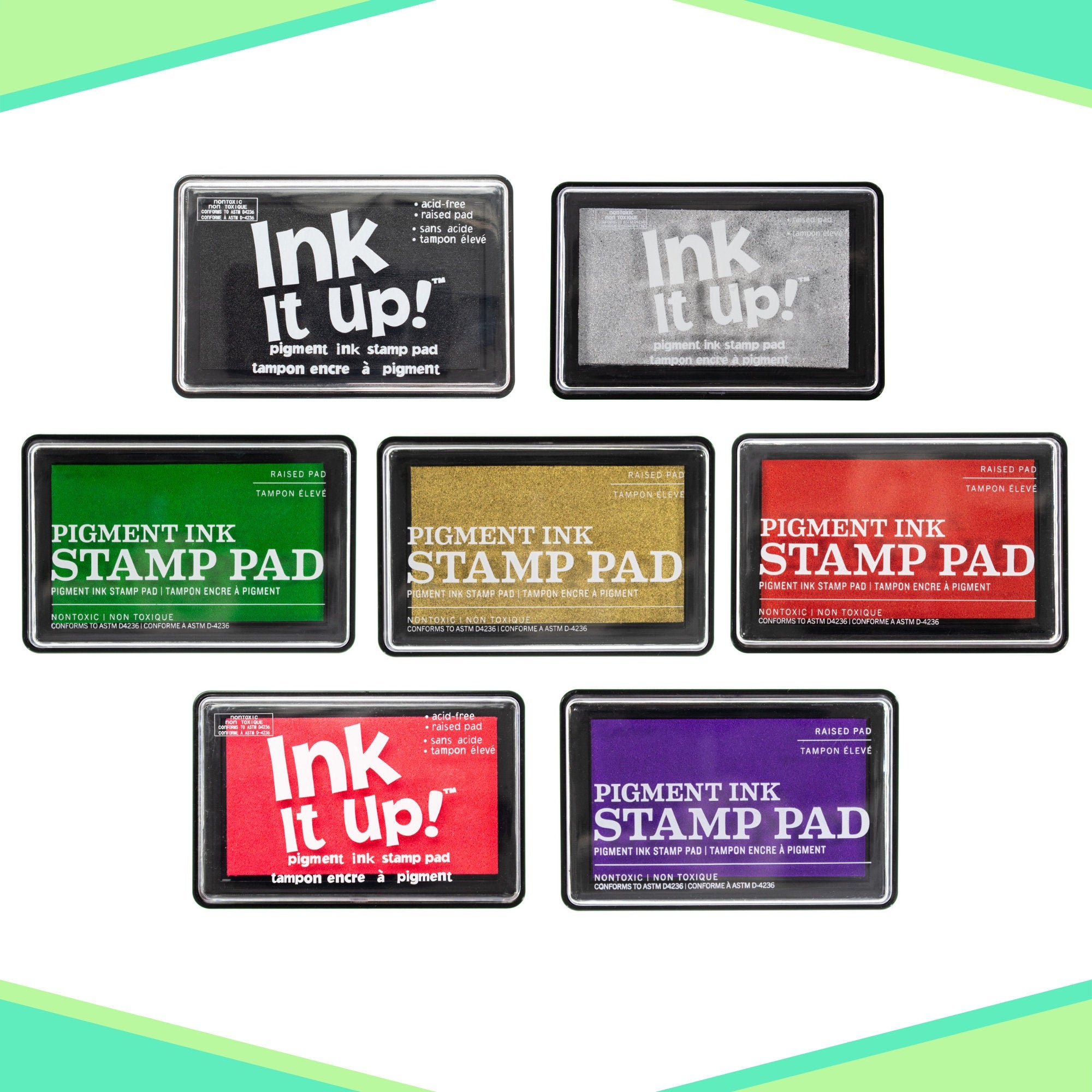 Pigment Ink Stamp Pad 7 Assorted Colors Artist Grade 