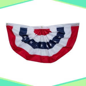 American Flag Bunting - Stars and Stripes - Original and Tea Stained - 48 inches x 25 inches - Fourth of July Decorations - Fully Pleated